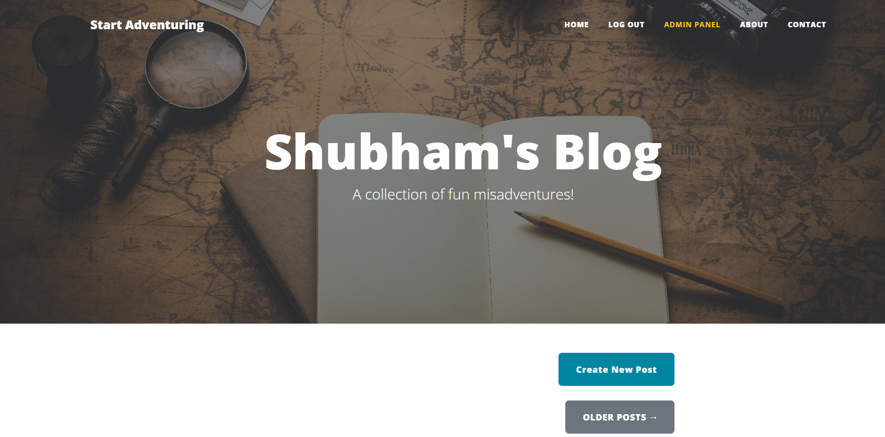 Blog website dashboard screenshot