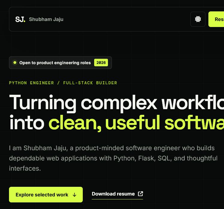 Developer portfolio screenshot